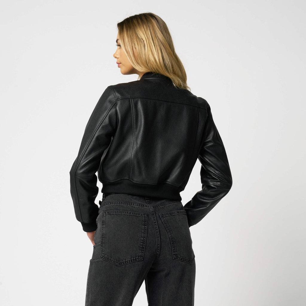 Women’s Cropped Textured Finish Bomber Jacket