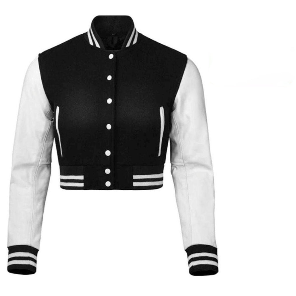 Women's Cropped Varisty Jacket Black