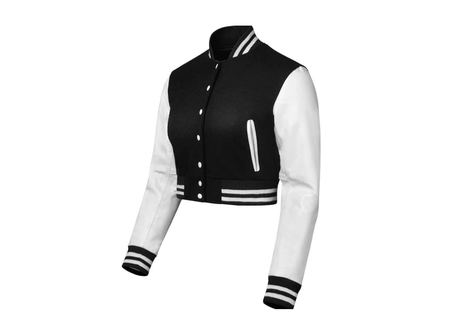 Women's Cropped Varisty Jacket Black