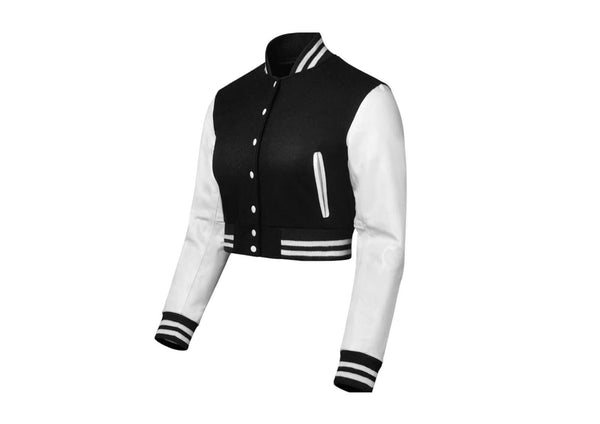 Women's Cropped Varisty Jacket Black