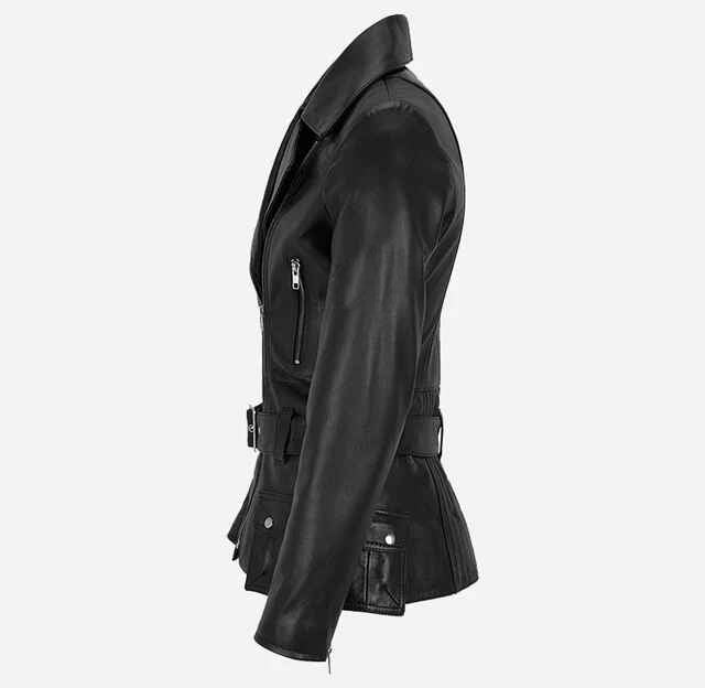 Women's DESIRE Belted Leather Short Trench Jacket