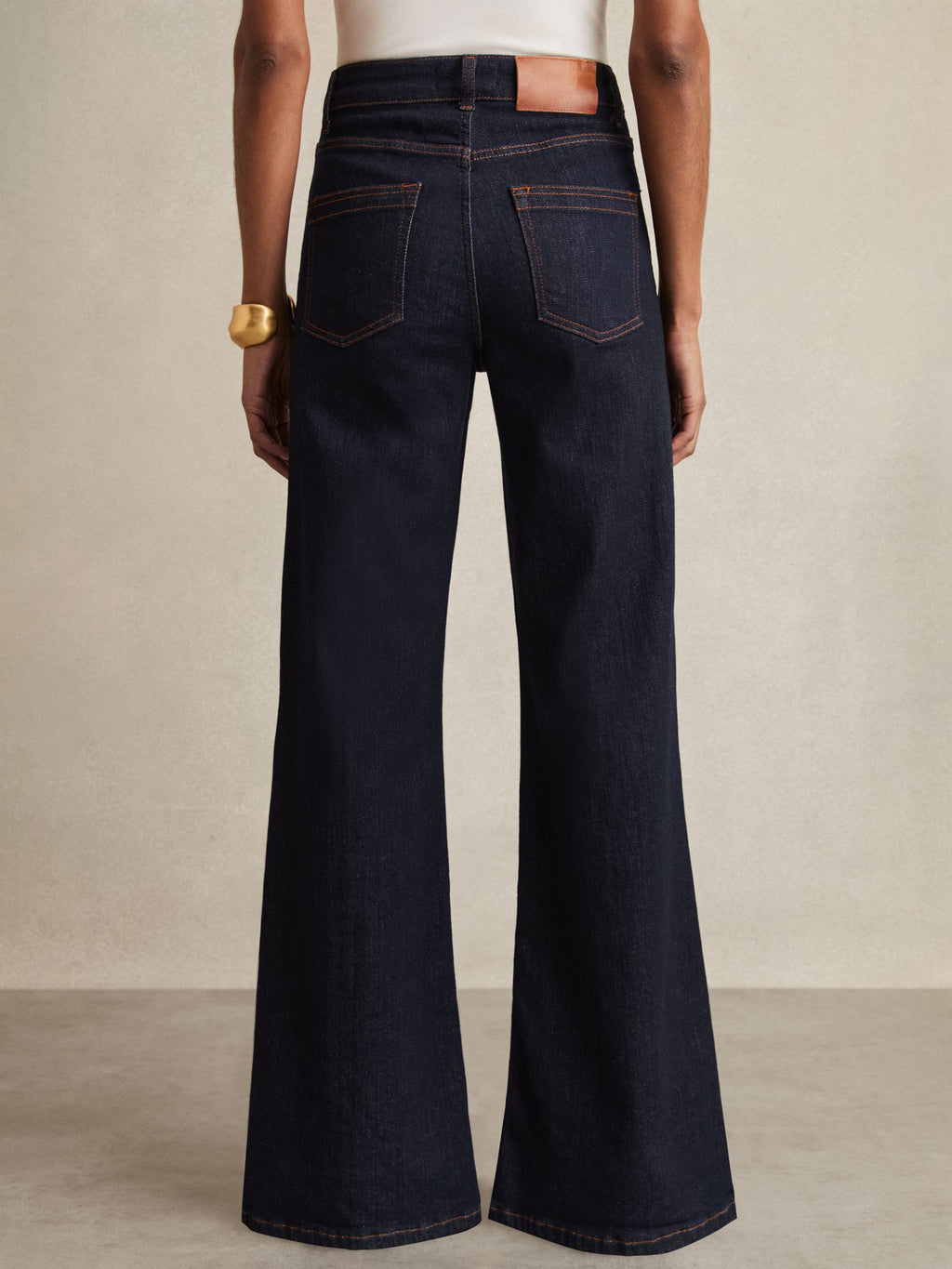 Women's Dark Blue Mid-Rise Flared Pants