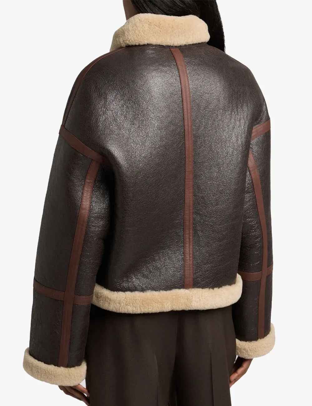 Women’s Dark Brown Ami Paris Leather Shearling Jacket