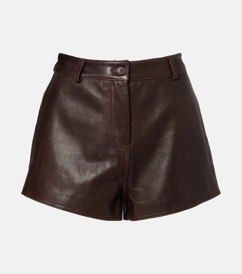 Women's Dark Brown Leontine Leather Shorts