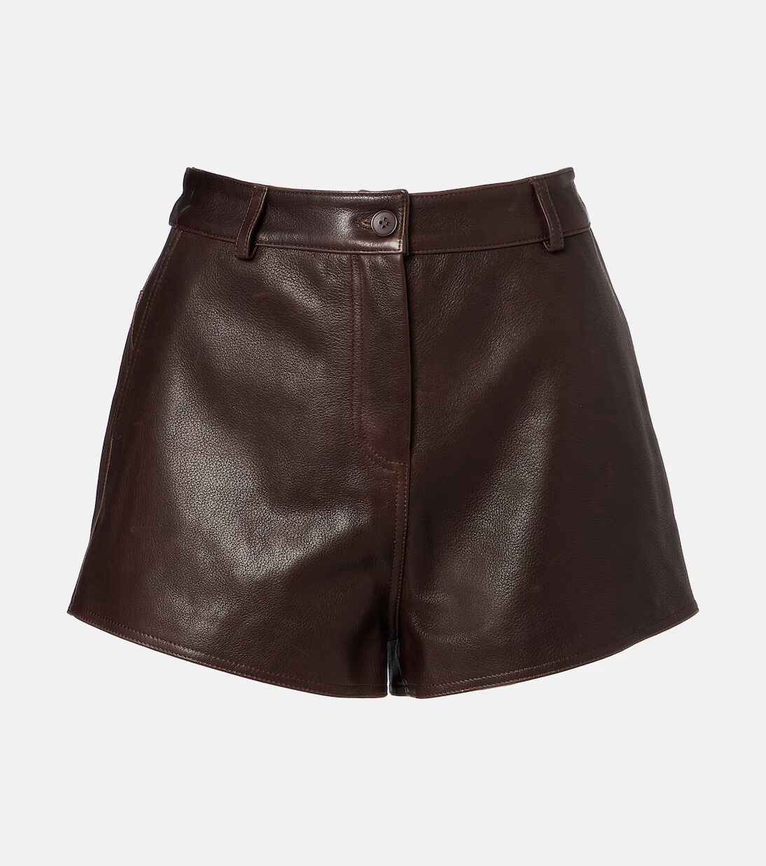 Women's Dark Brown Leontine Leather Shorts