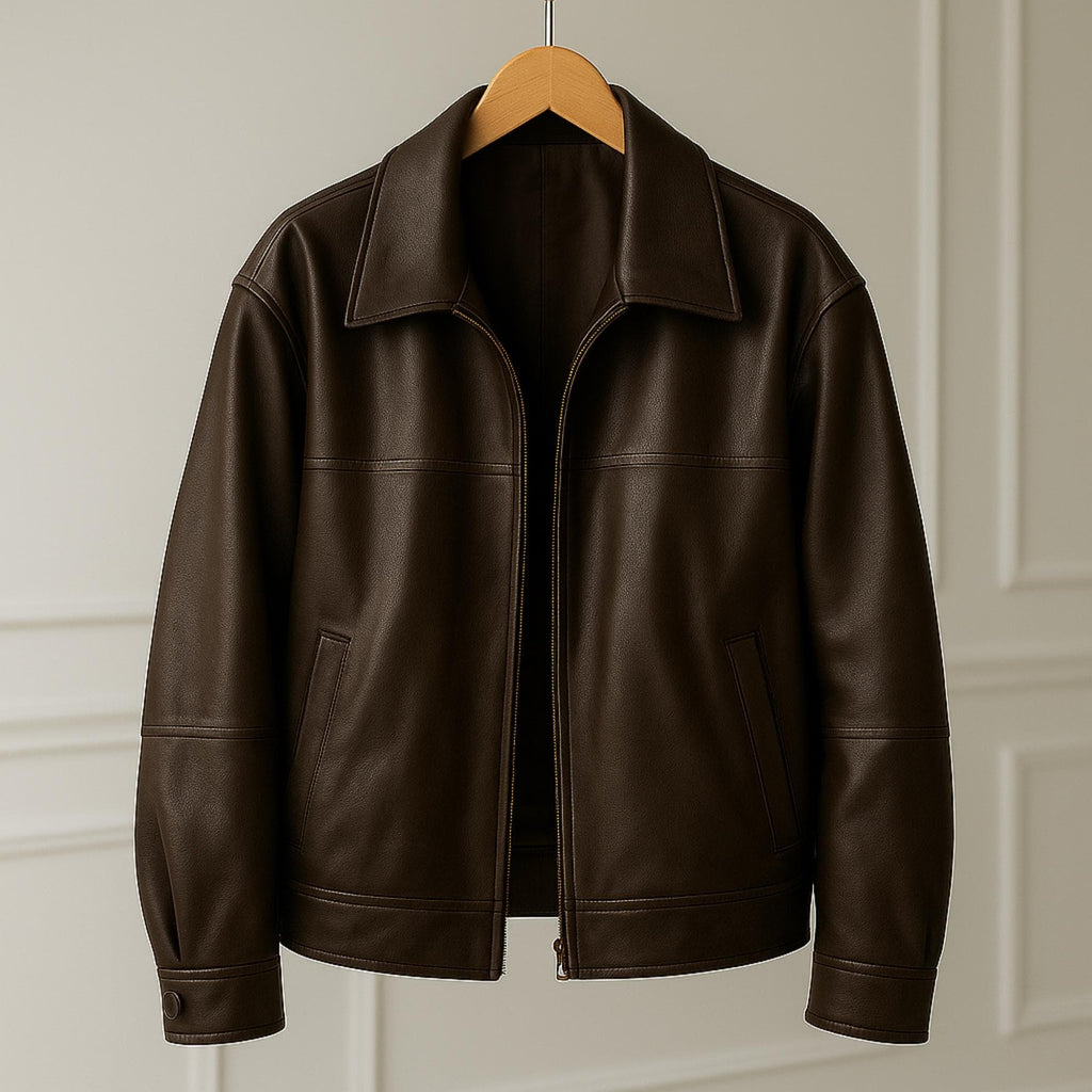 Women’s Dark Brown Oversized Relaxed Fit Pure Leather Jacket