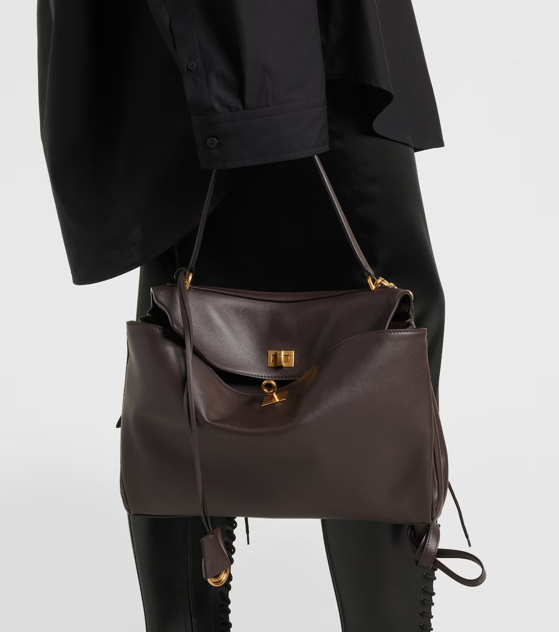 Women's Dark Brown Rodeo Medium Leather Tote Purse