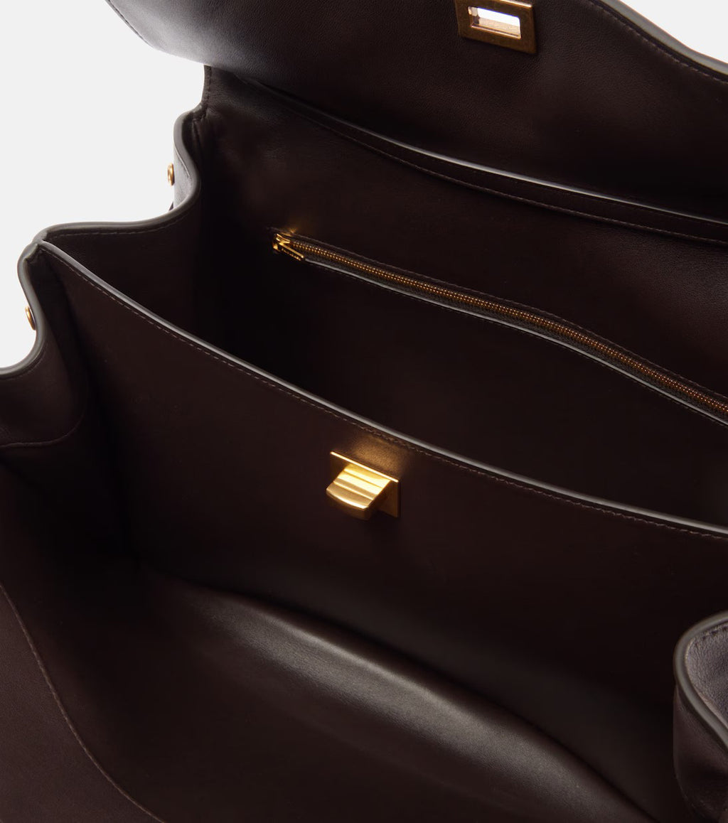 Women's Dark Brown Rodeo Medium Leather Tote Purse