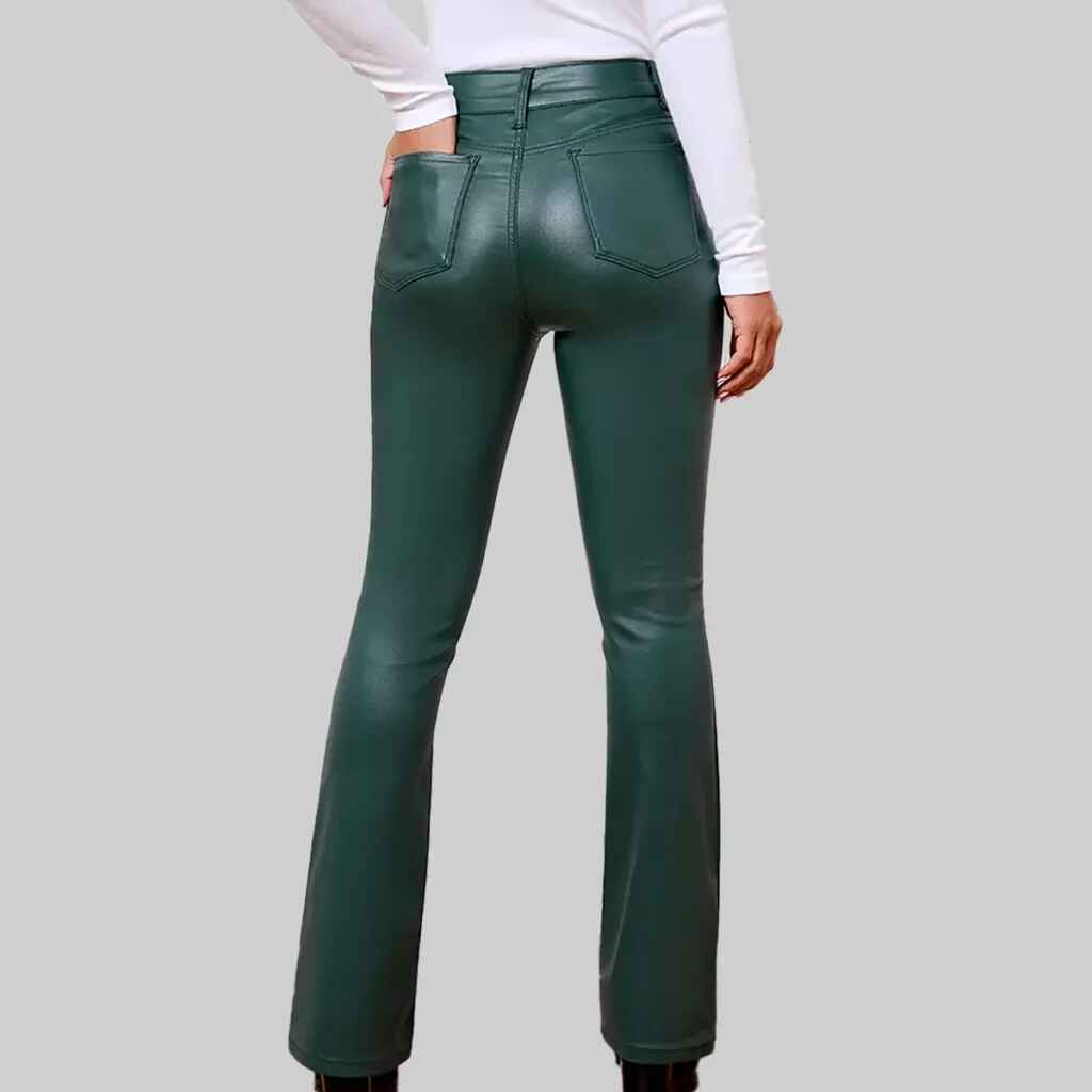 Women’s Dark Green Leather Pant