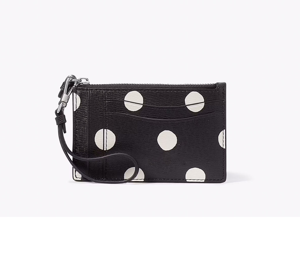 Women's Dot Card Case Wristlet Leather Wallet