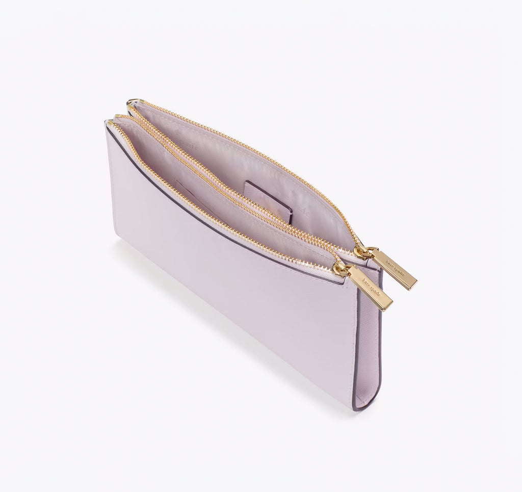 Women's Double Zip Wristlet Leather Wallet