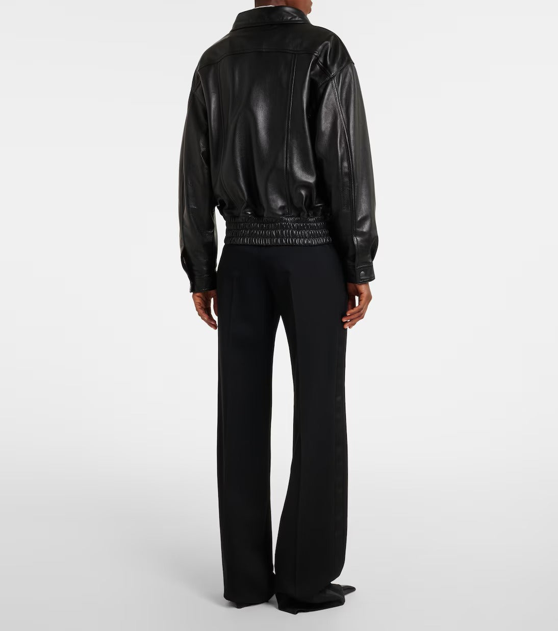 Women's Drop Shoulder Aviator Bomber Leather Jacket