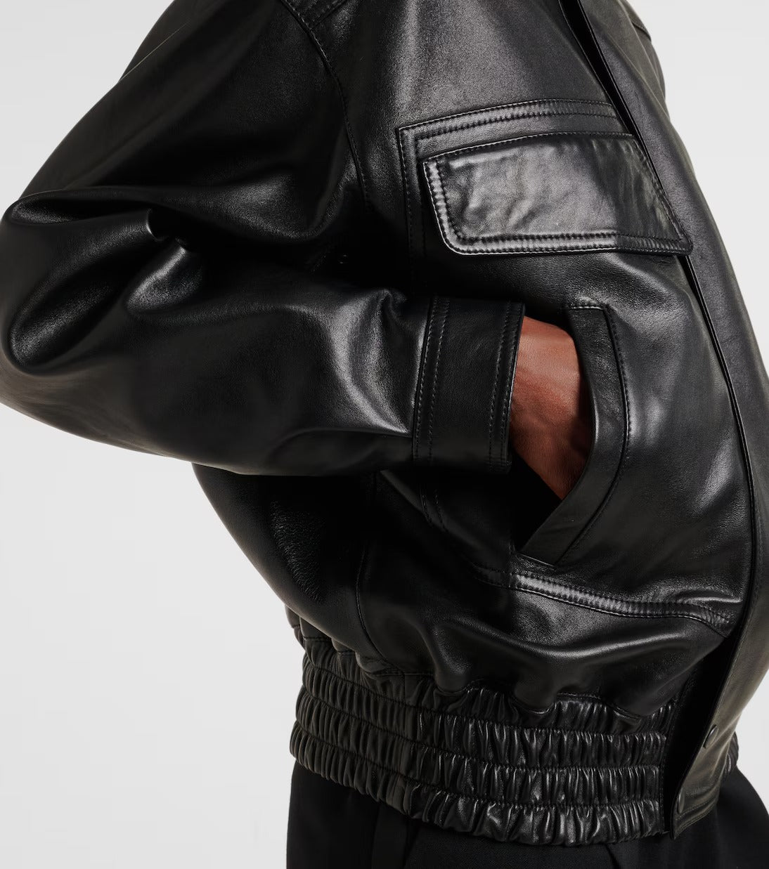 Women's Drop Shoulder Aviator Bomber Leather Jacket