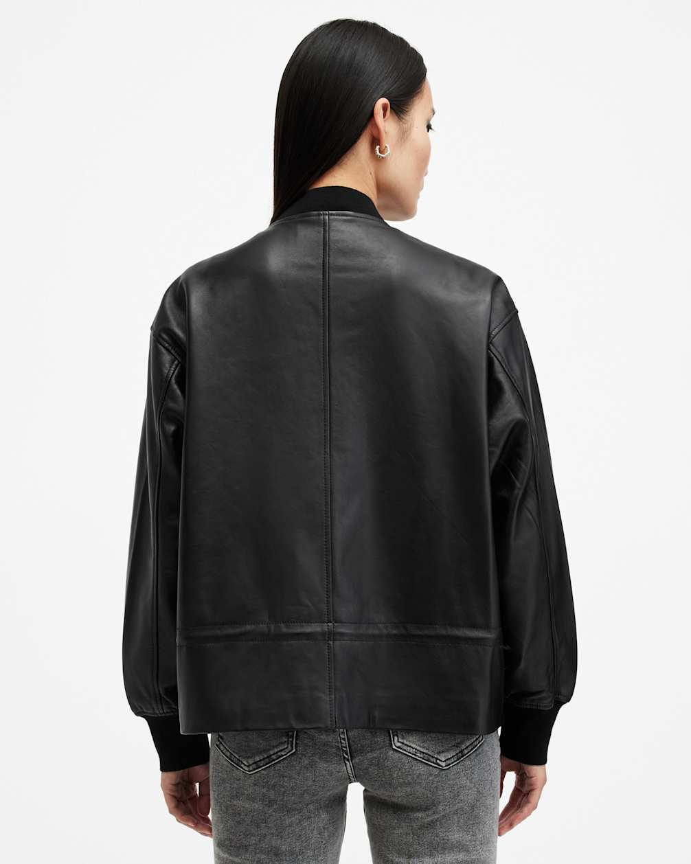 Women's Dropped Shoulder Bomber Leather Jacket