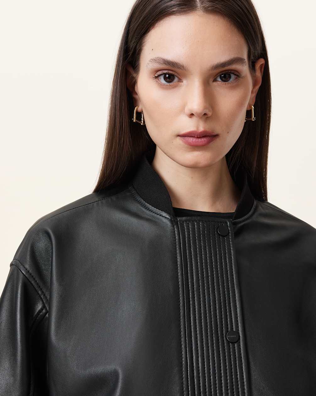 Women's Dropped Shoulder Bomber Leather Jacket