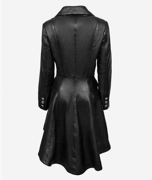 Women's EDWARDIAN Flared Bottom Victorian Style Leather Trench Coat