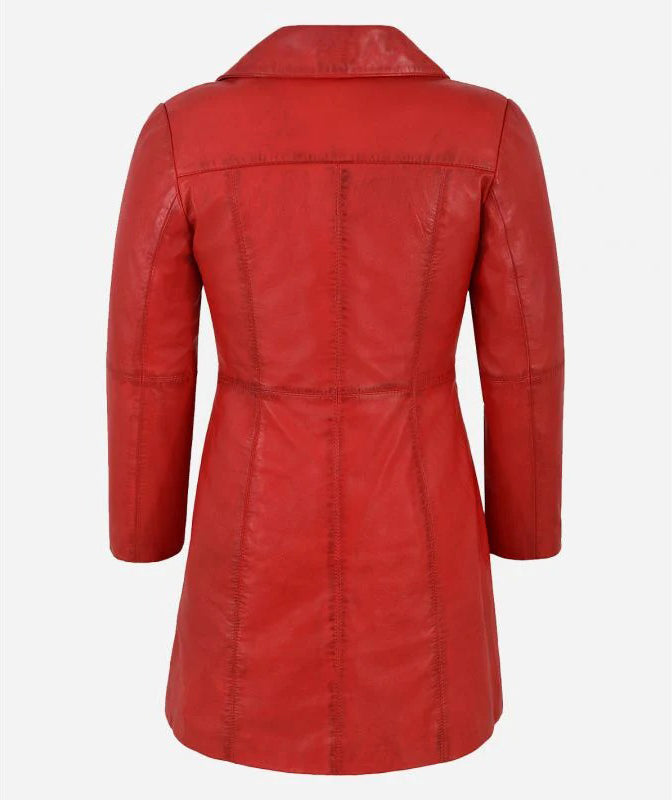 Women's ELEGANT Classic Leather 3/4 Short Trench Coat