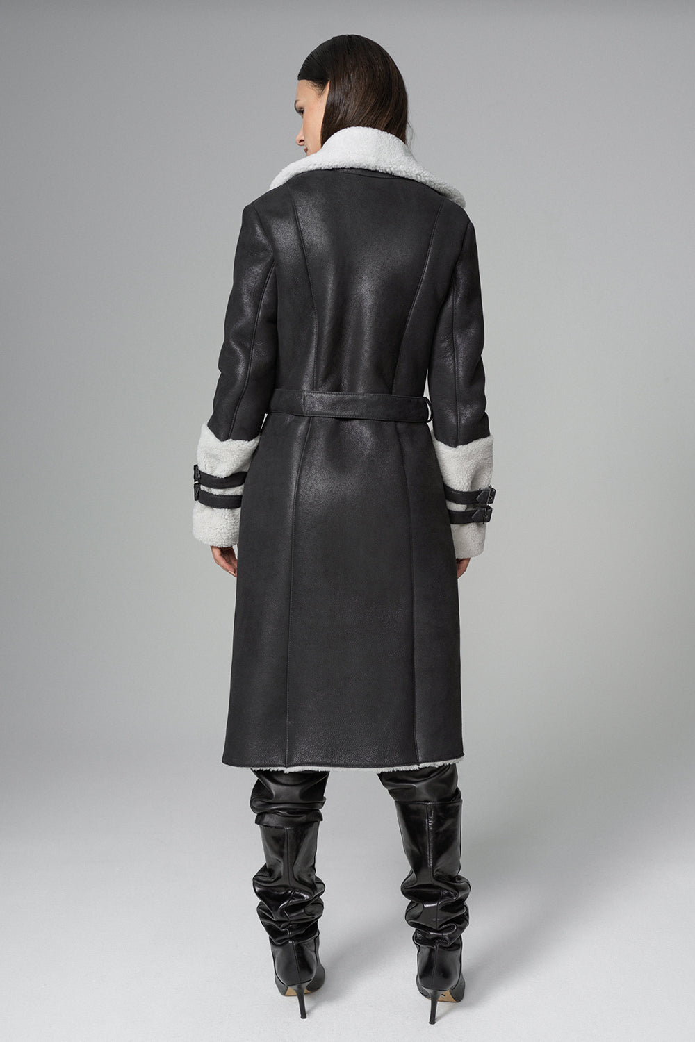 Women's Elegant Fox Fur & Shearling Leather Coat