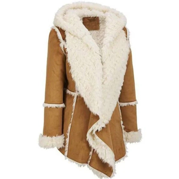 Women's Faux Fur & Shearling Suede Leather Coat