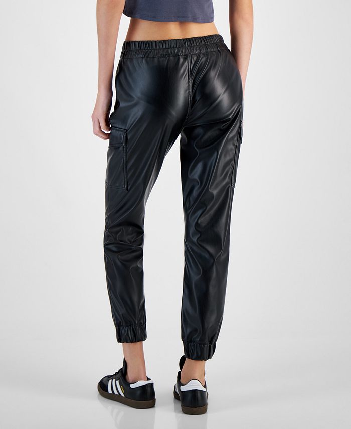 Women's Faux Leather High Rise Jogger Pants