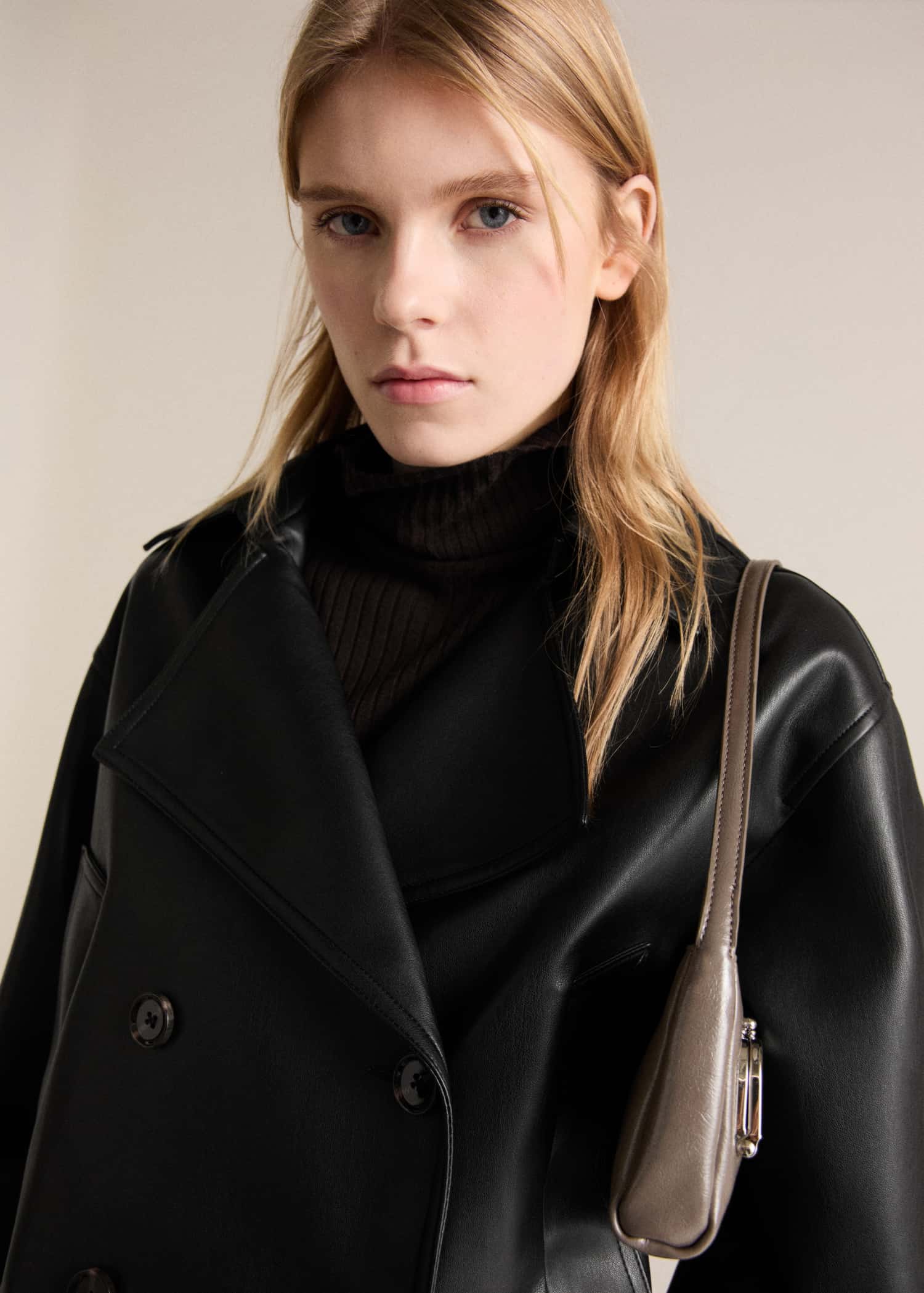 Women's Faux Leather Oversized Jacket