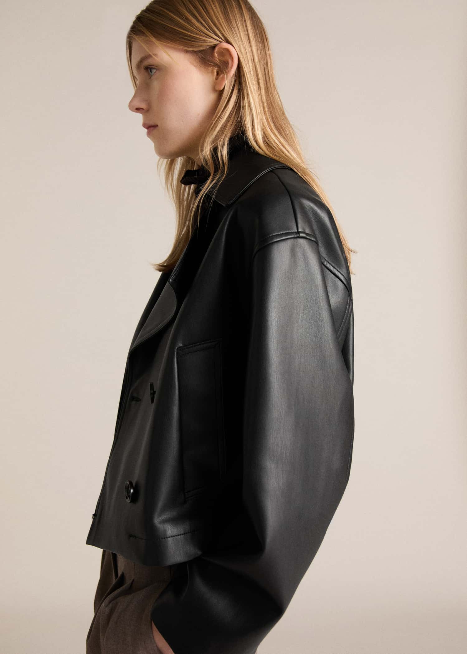 Women's Faux Leather Oversized Jacket