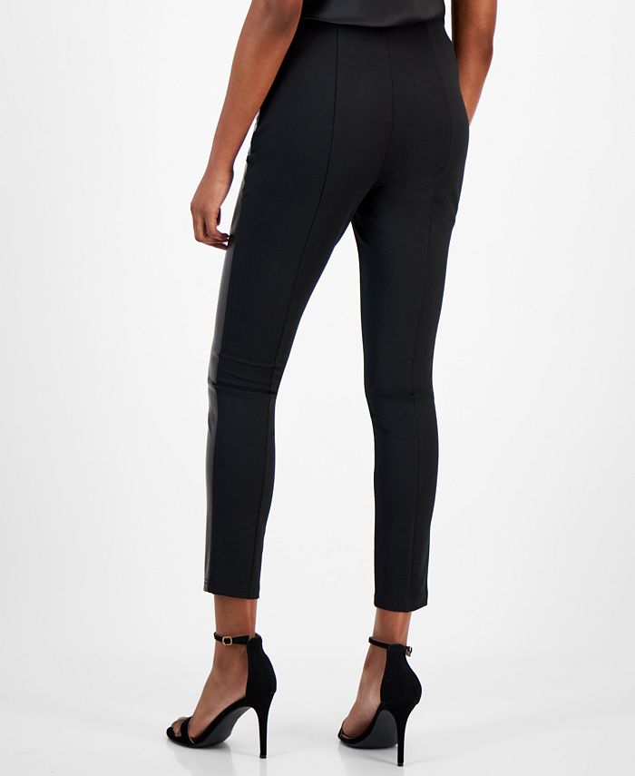 Women's Black Faux Leather Skinny Ankle Pants