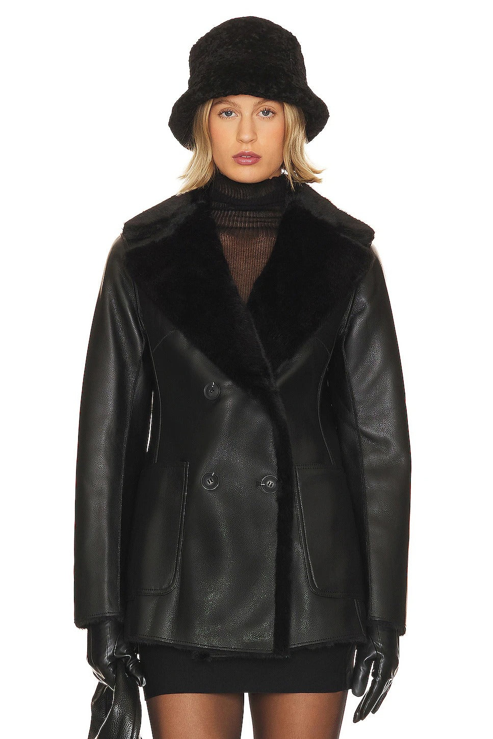 Women's Faux Leather & Fur Short Coat