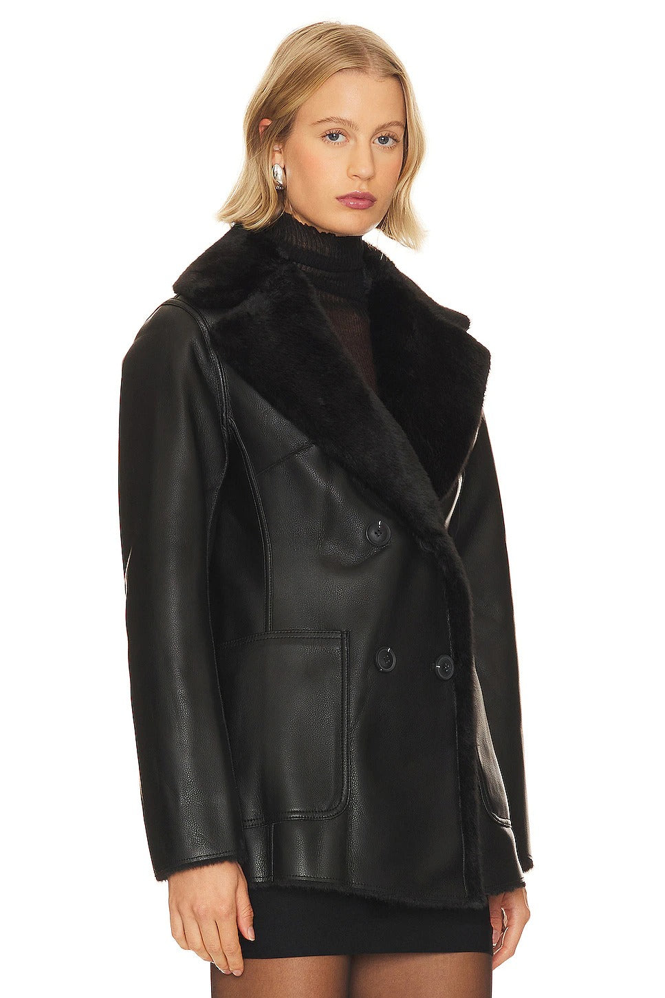 Women's Faux Leather & Fur Short Coat