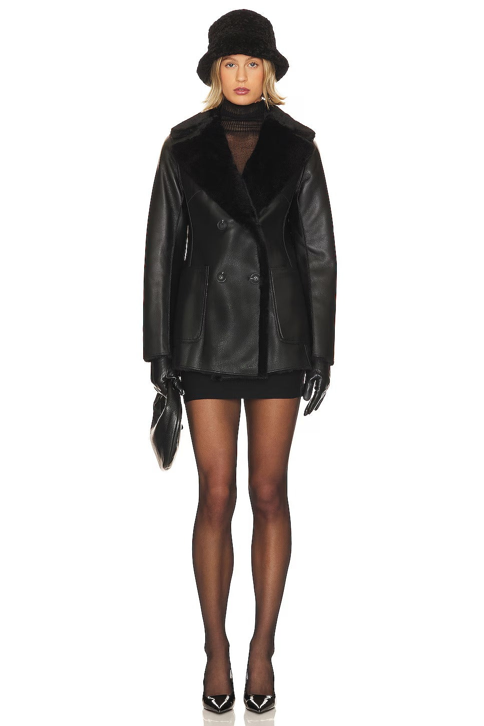 Women's Faux Leather & Fur Short Coat