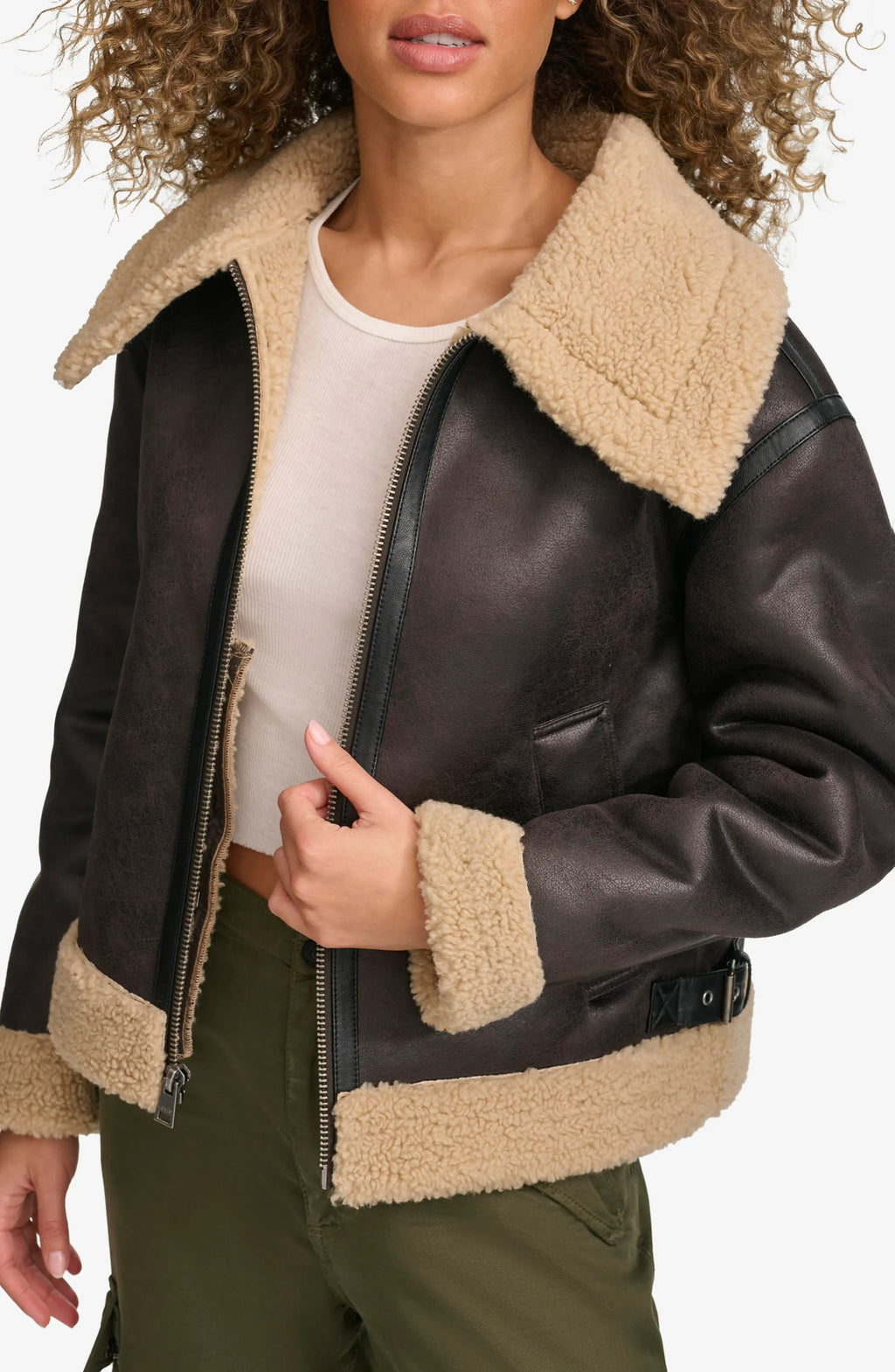 Women's Faux Shearling Leather Jacket