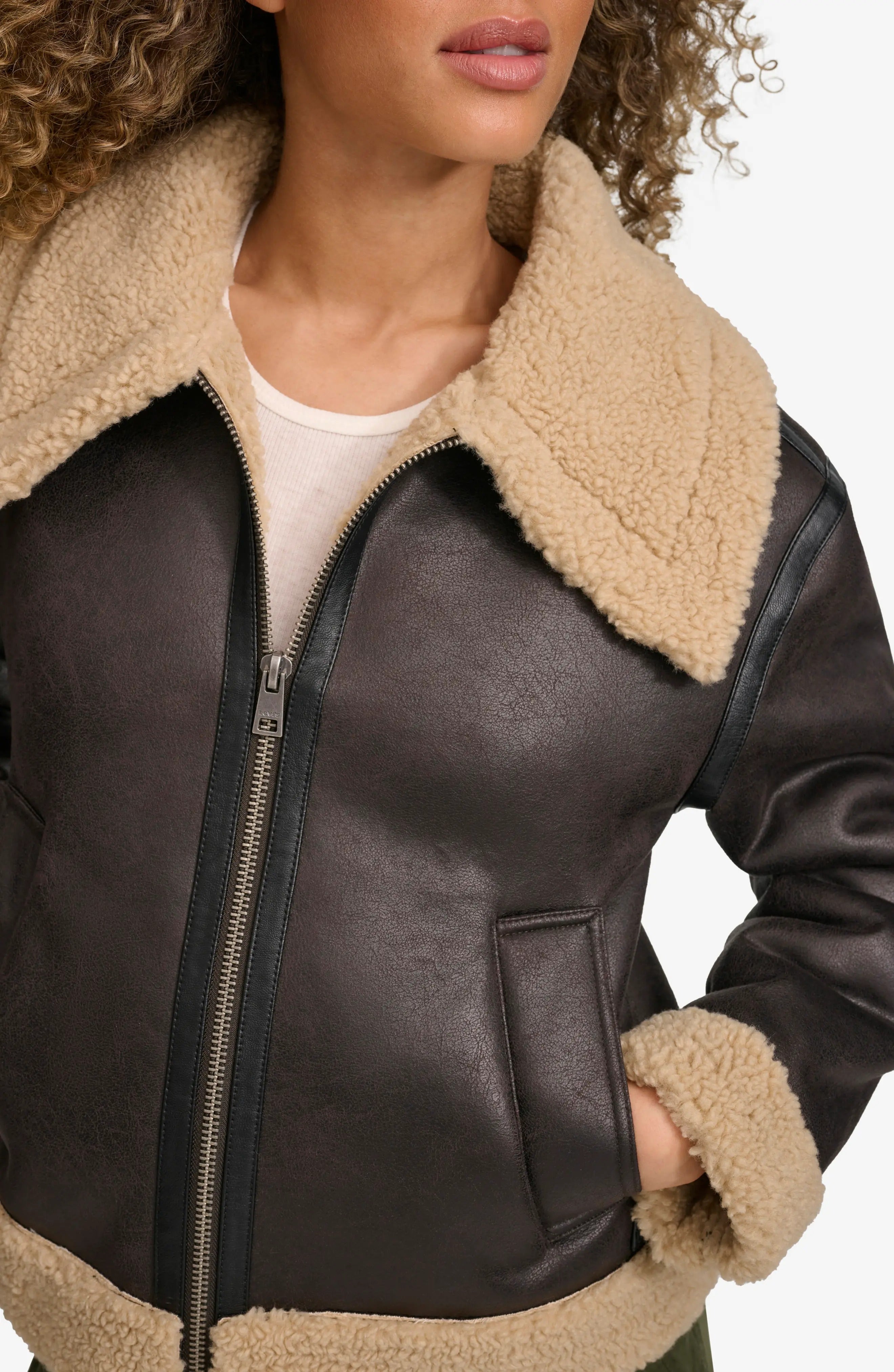 Women's Faux Shearling Leather Jacket