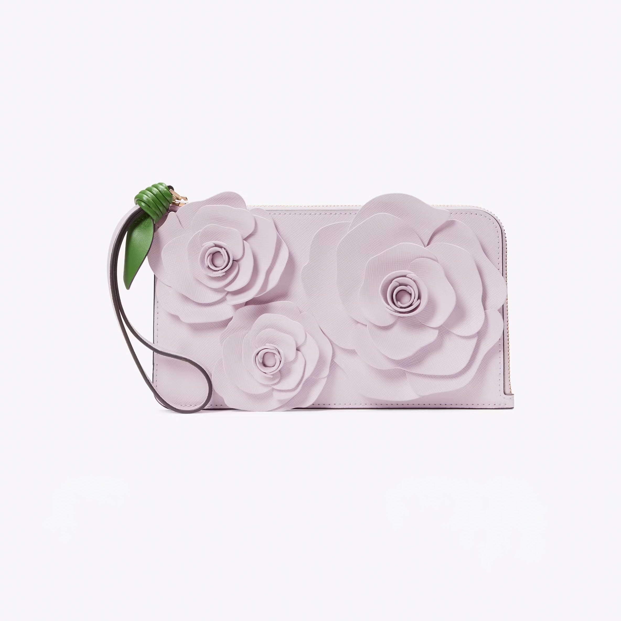 Women's Flora Flower L-Zip Wristlet Leather Wallet