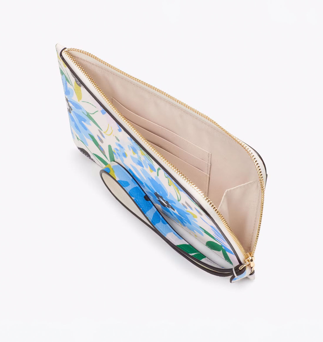 Women's Floral Credit Card Slots L-Zip Wristlet Leather Wallet
