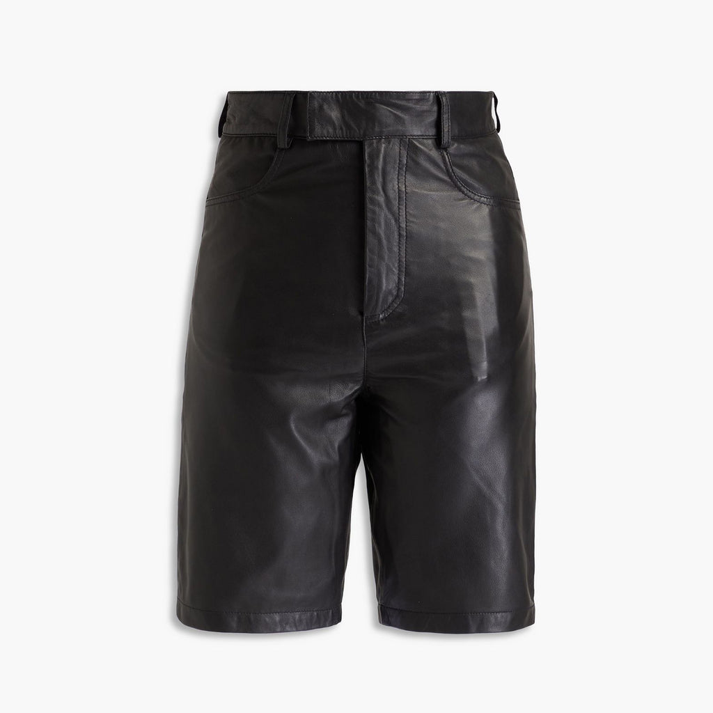 Women's Fully Lined Leather Black Shorts