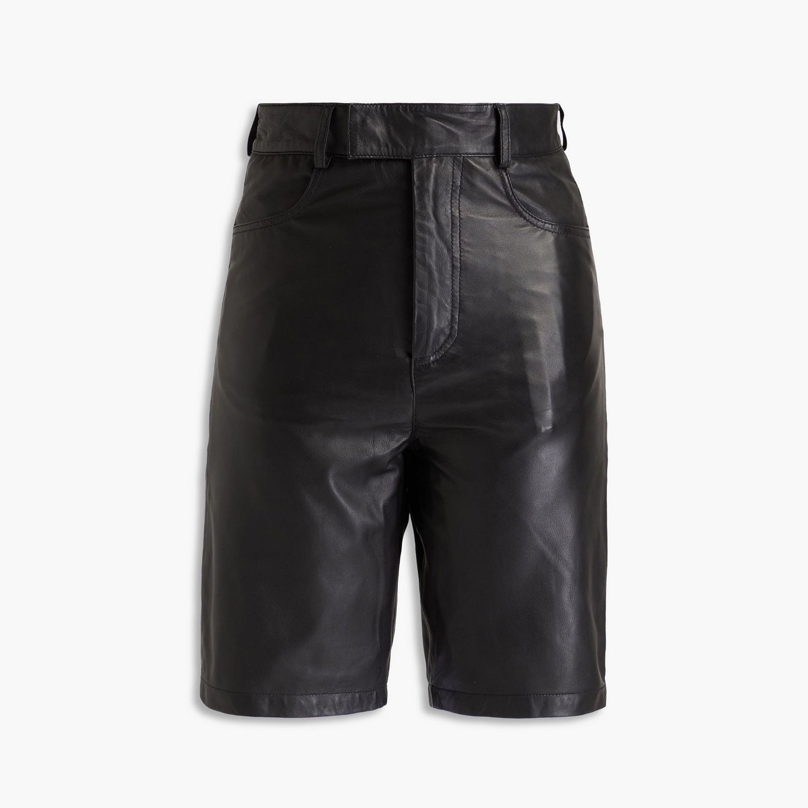 Women's Fully Lined Leather Black Shorts