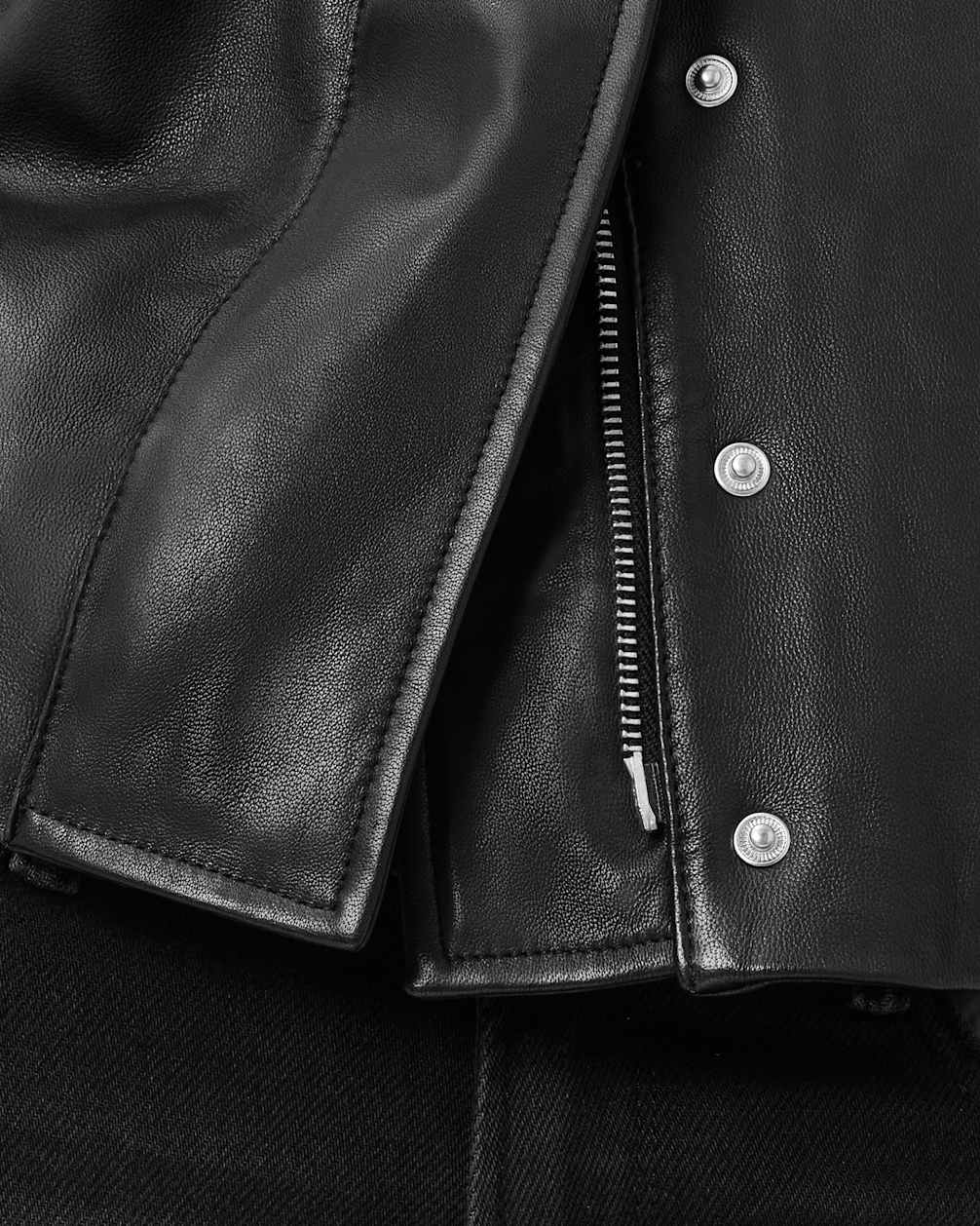 Women's Funnel Neck Leather Jacket