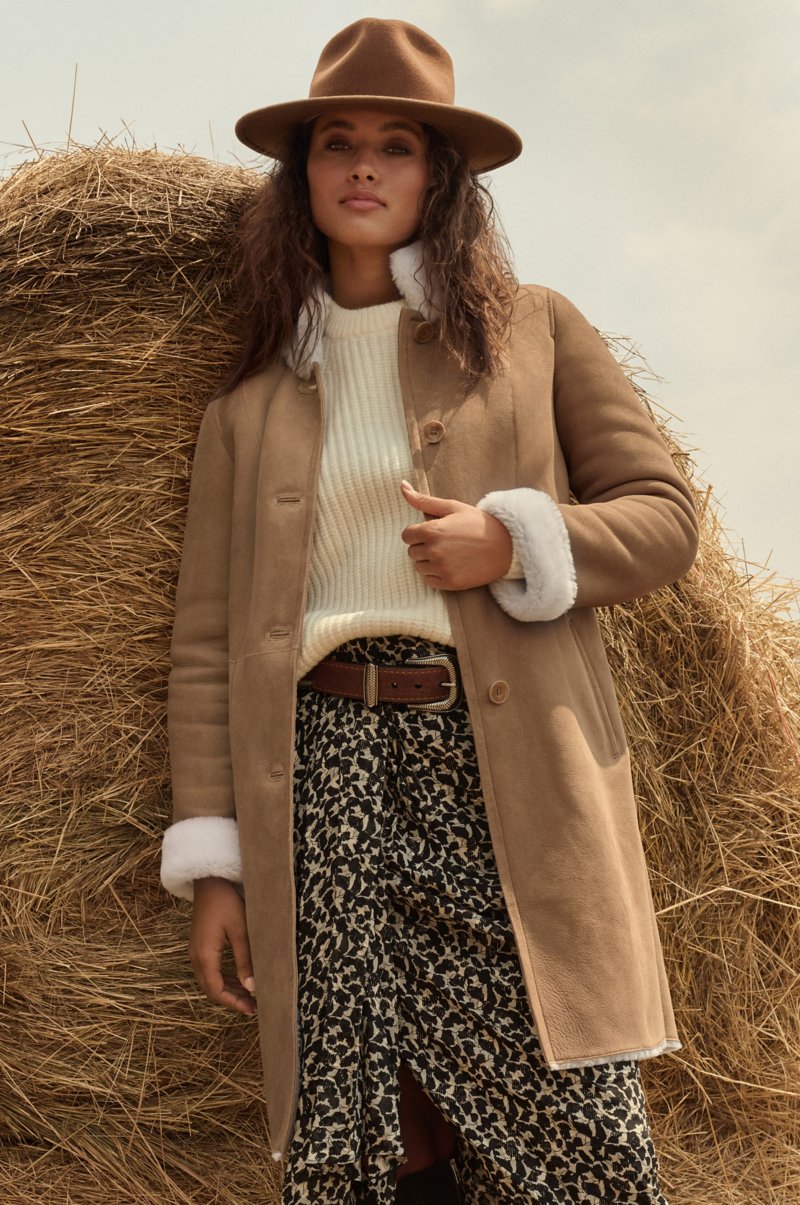 Women's Black Fur & Shearling Long Leather Coat