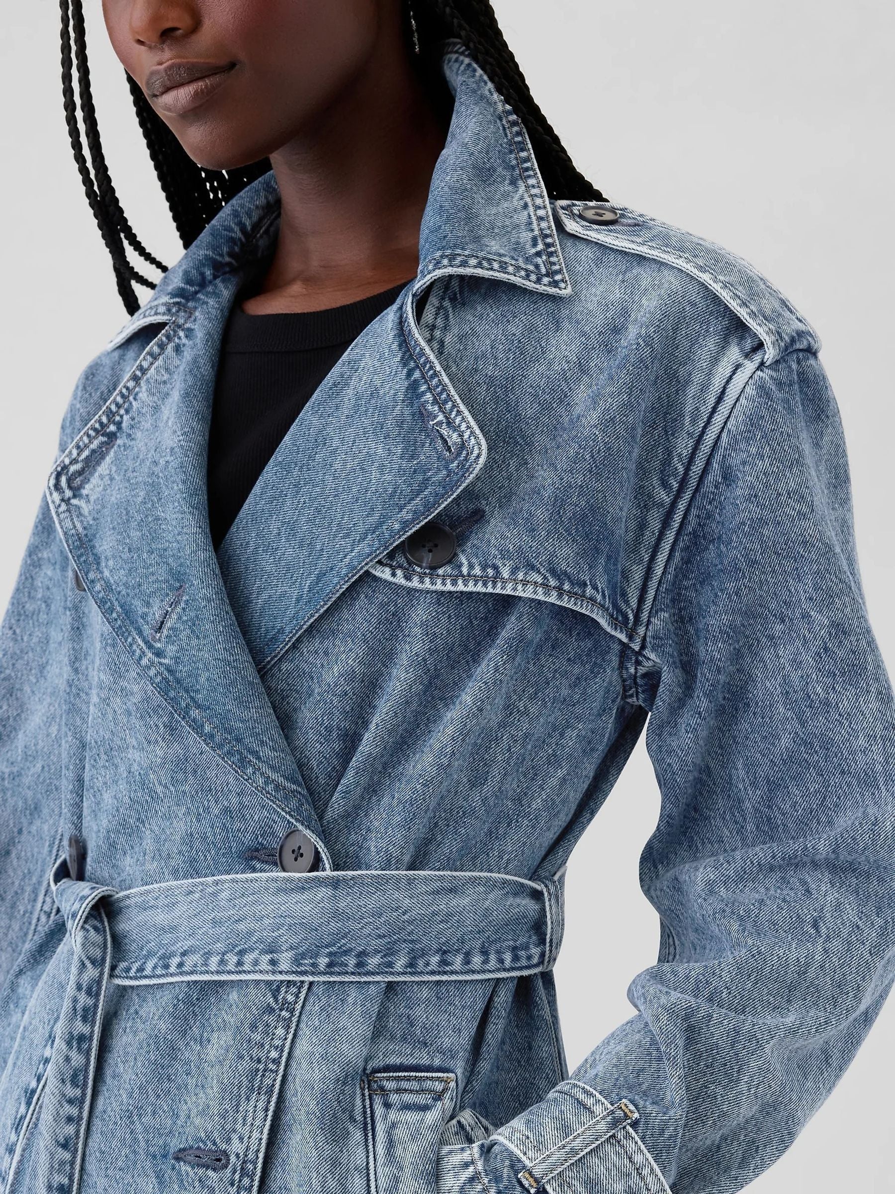 Women's Gap Blue Longline Denim Trench Coat