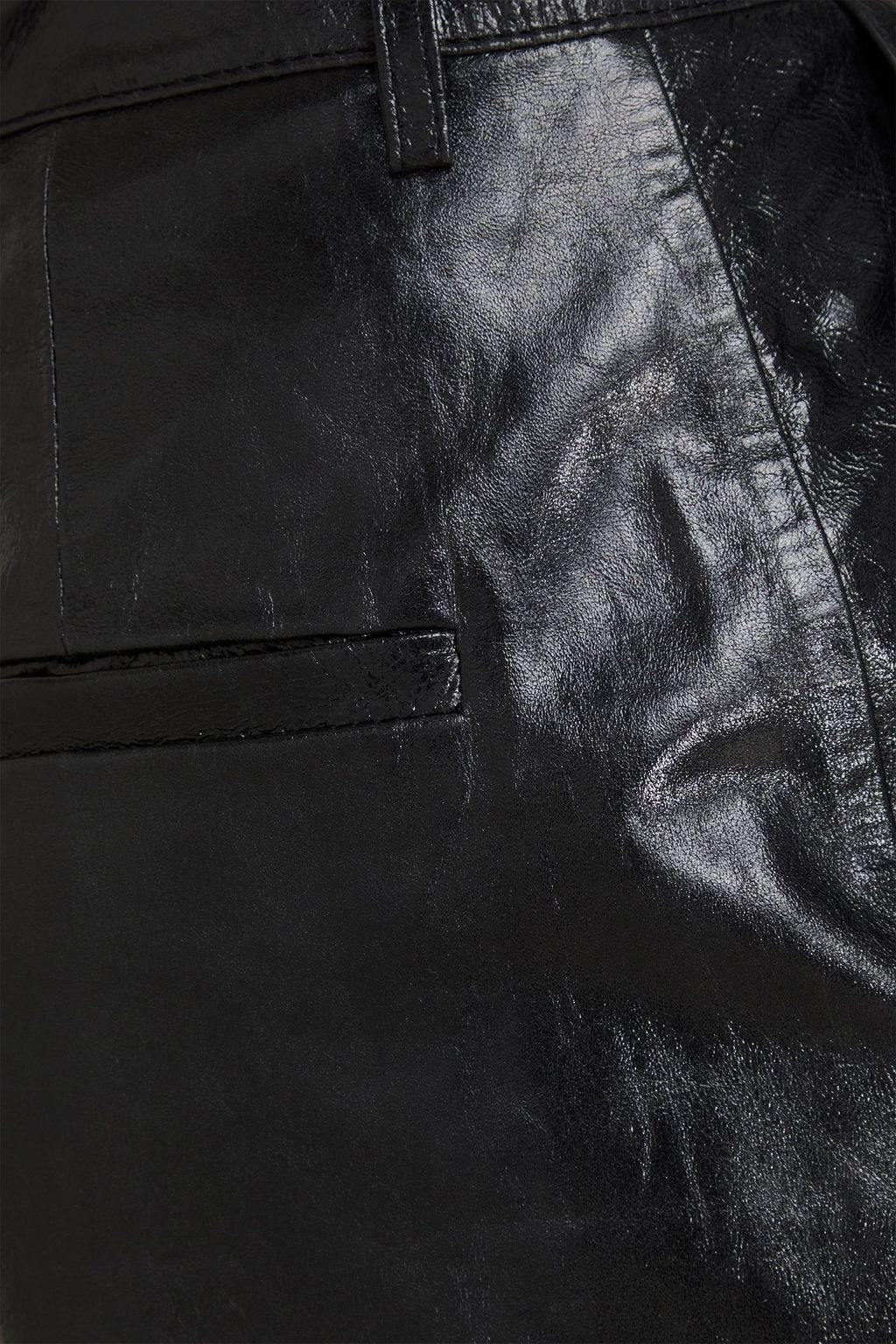 Women's Glossed Leather Black Shorts