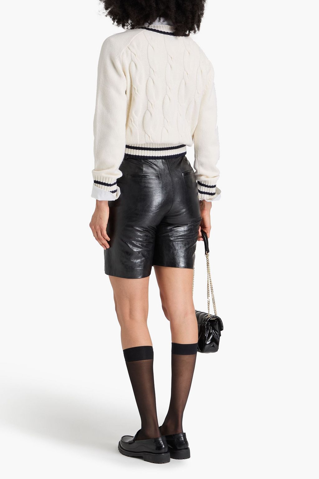 Women's Glossed Leather Black Shorts