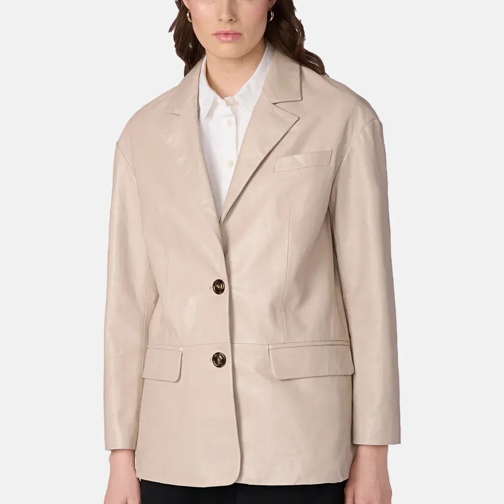 Women's Gothic Glam Genuine Leather Blazer