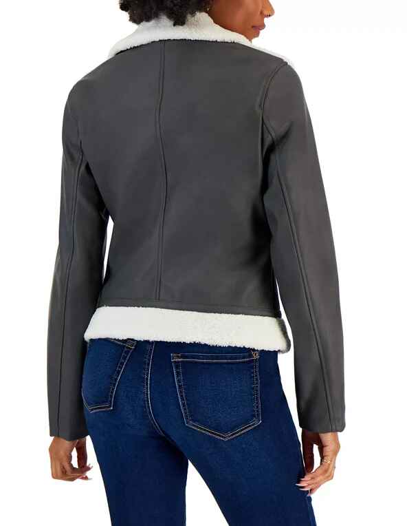 Women's Gray Shearling Leather Jacket