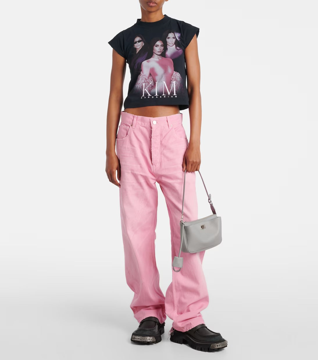 Women's Grey Rodeo Sling Leather Purse