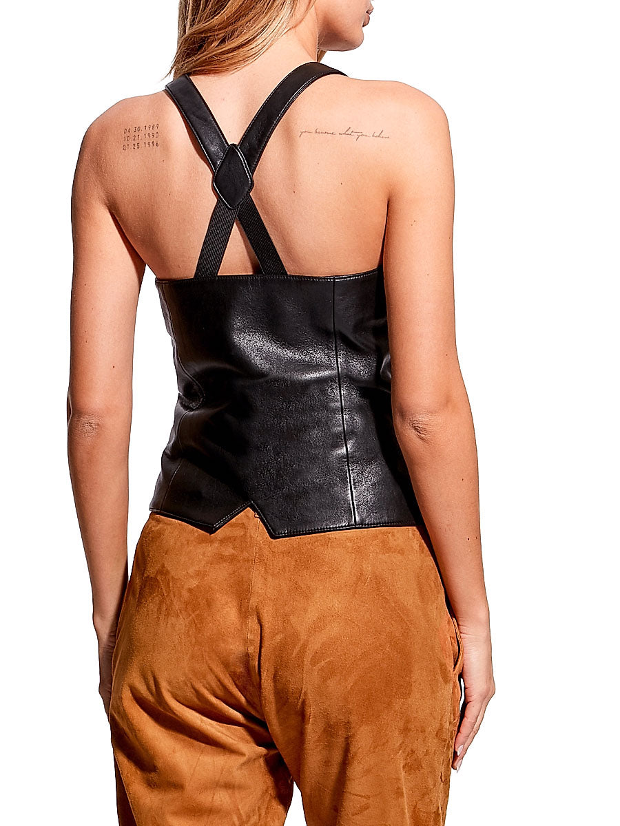 Women's Hailey Leather Vest - Black