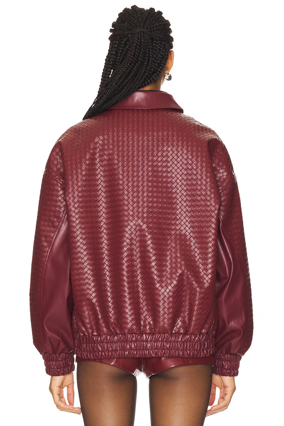 Women's Heavyweight Faux Leather Bomber Jacket