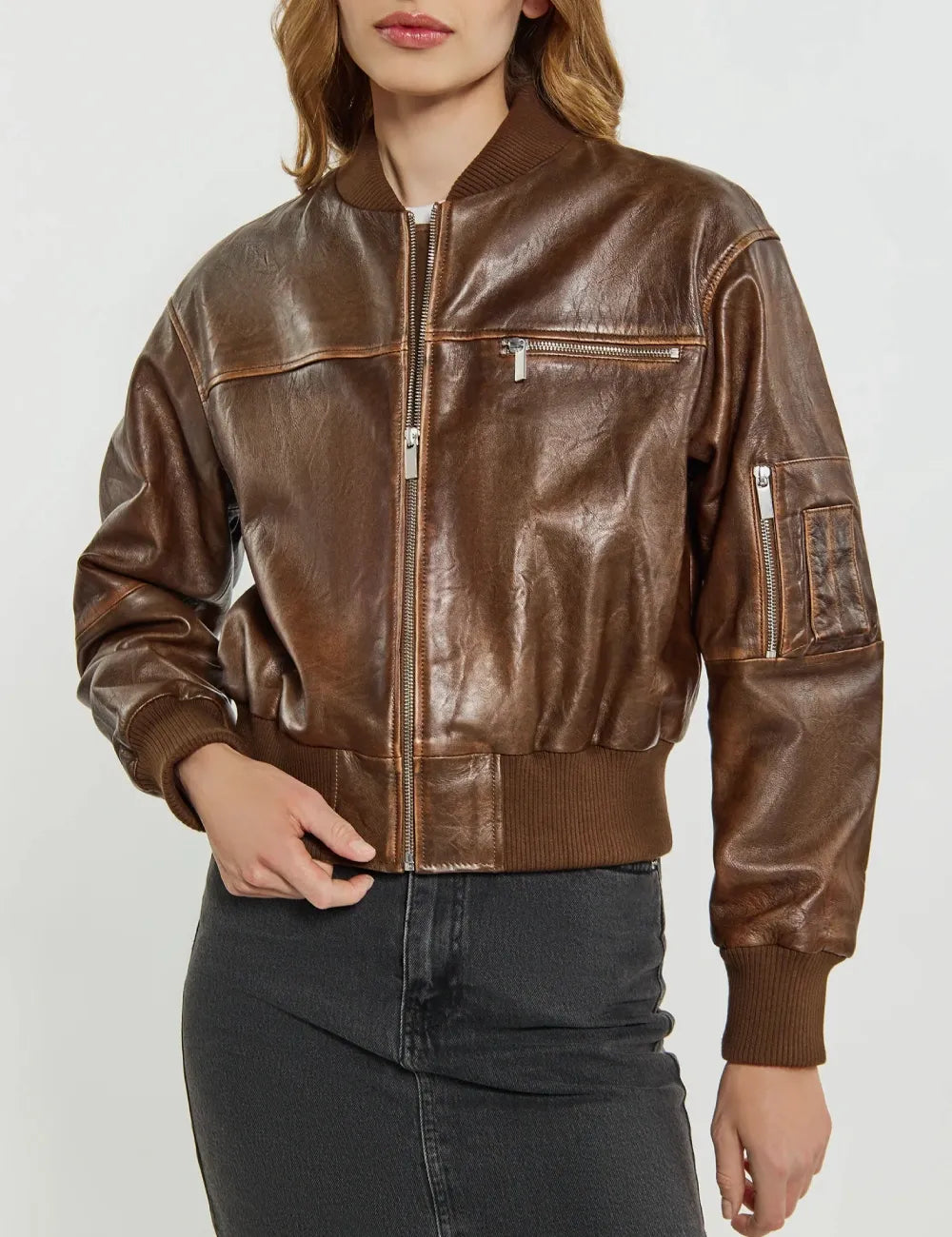 Women's Heritage Brown Aviator Bomber Leather Jacket