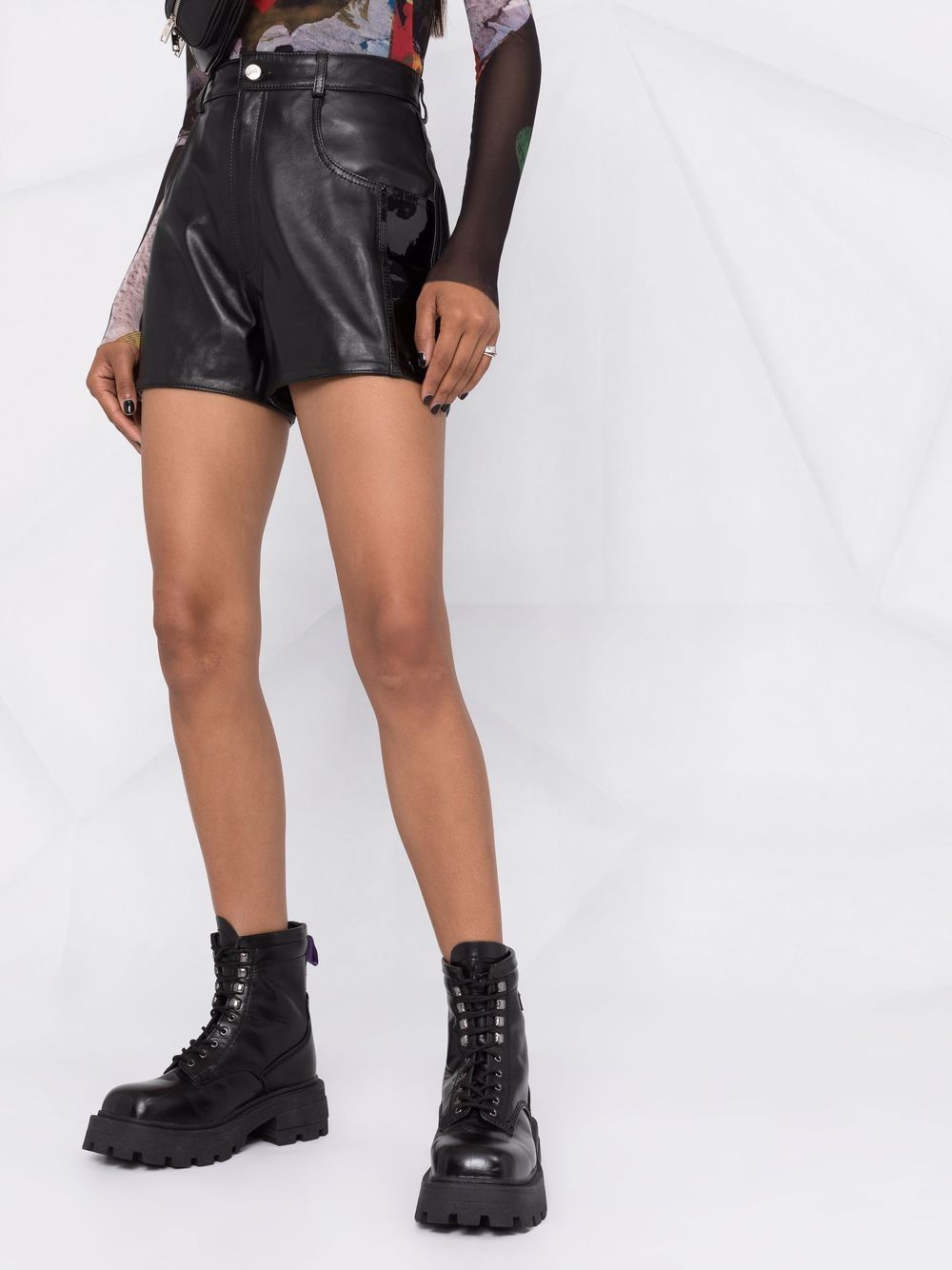 Women's High-Waisted Leather Shorts