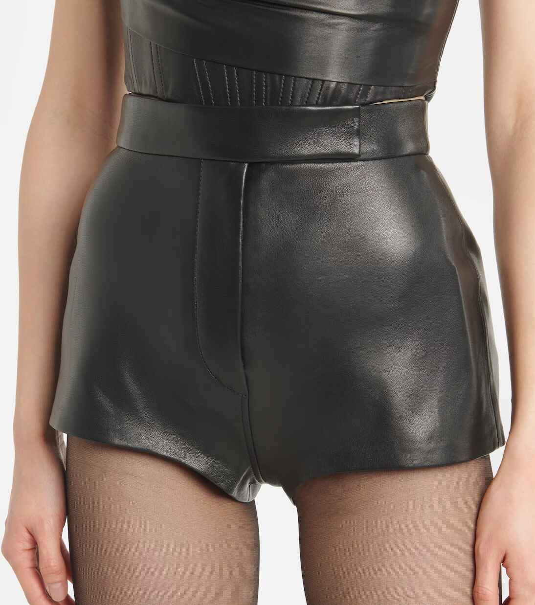 Women's High Rise Leather Shorts