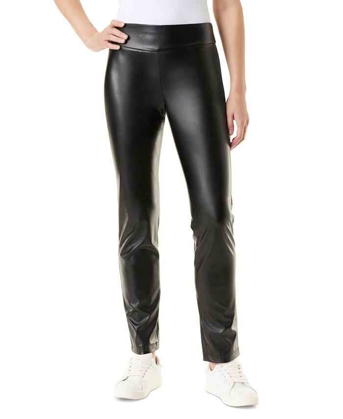 Women's High Rise Straight Leg Faux Leather Pants